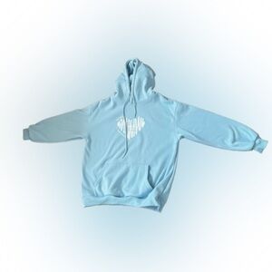 Light Blue Hoodie with Heart Design